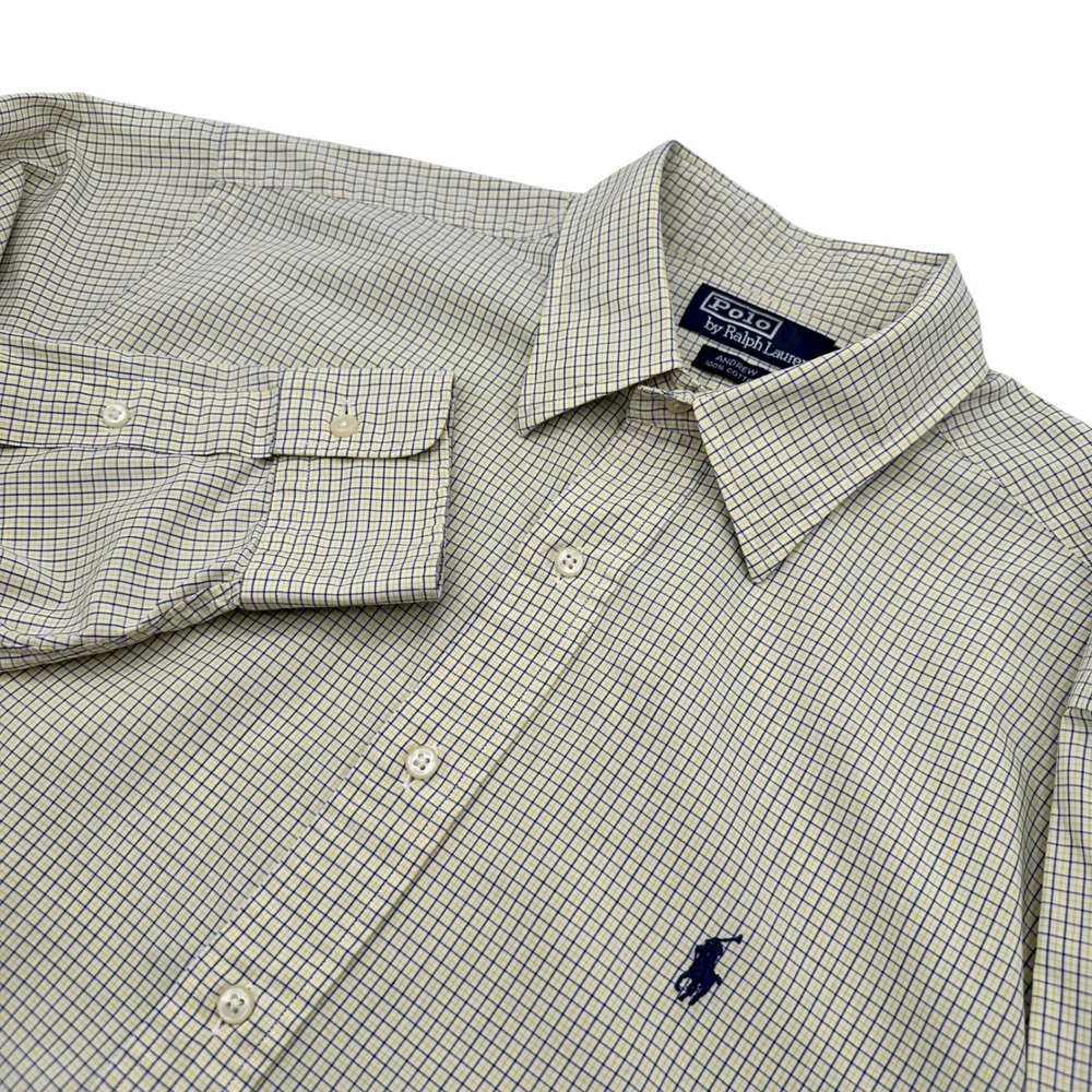 Polo Ralph Lauren Men‎ 16.5/34 Andrew Yellow Navy Plaid Button Down Shirt